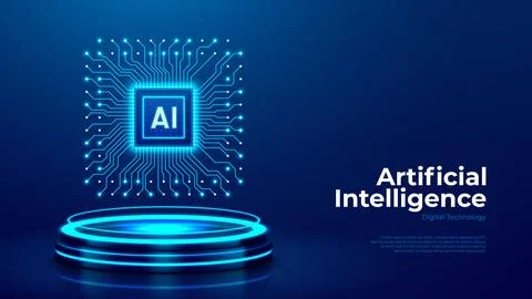 Presentation of futuristic AI chip 스톡 일러스트