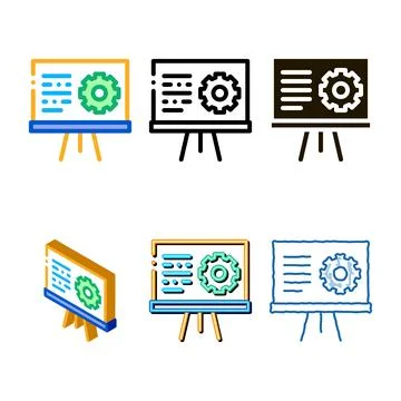Presentation gear icon variations vector outline Illustrazione stock