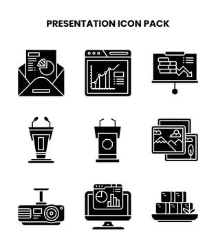 Presentation Glyph Bundle Icons Pack イラスト素材