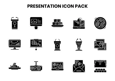 Presentation Glyph Collection Icons Pack イラスト素材