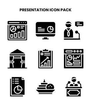Presentation Glyph Graphics Icons Pack Иллюстрация