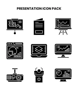 Presentation Glyph Scalable Icons Pack Stock Illustration