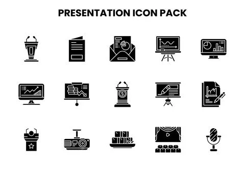 Presentation Glyph UI Icons Pack Stock Illustration