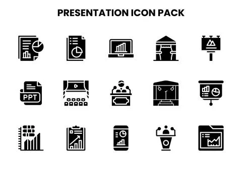 Presentation Glyph UI Icons Pack イラスト素材