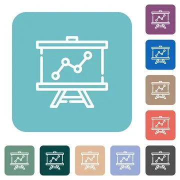 Presentation Graph Outline Icon rounded square flat icons Stock Illustration