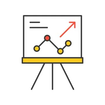 Presentation graph report of company icon, editable stroke outline Illustrazione stock