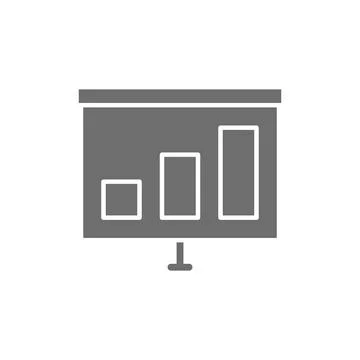 Presentation with growing schedule grey icon. Isolated on white background 스톡 일러스트