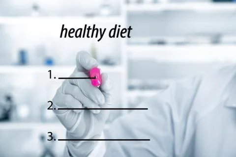 Presentation of healthy diet Stock Photos