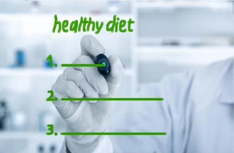 Presentation of healthy diet Stock Photos