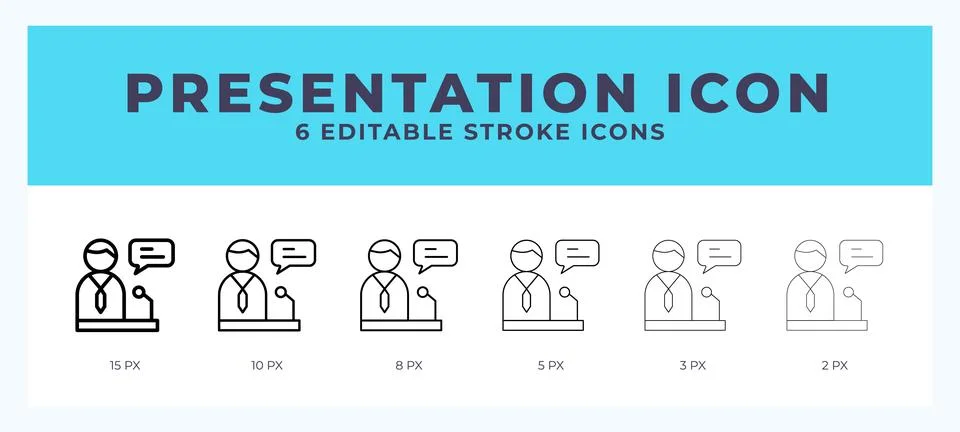 Presentation icon with different stroke. Editable stroke. Vector illustration イラスト素材