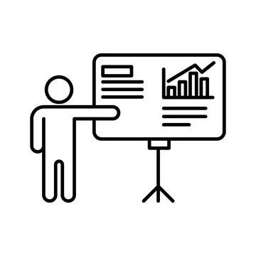 Presentation icon linear logo mark in black and white Stock Illustration