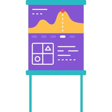 Presentation icon office board with chart graph Stock Illustration