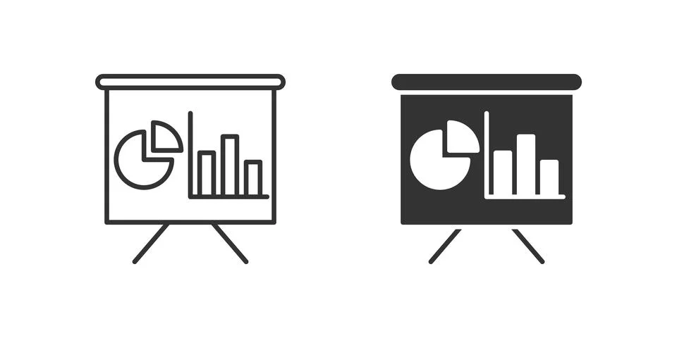 Presentation Icon Set. A black icon of a blackboard, representing presentatio Stock Illustration