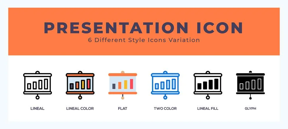Presentation icon set with different styles. Design elements for logo. Vect.. イラスト素材