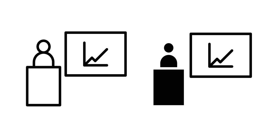 Presentation icon vector concepts, line and silhouette style Stock Illustration