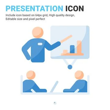 Presentation icon vector with flat color style isolated on white background Illustrazione stock
