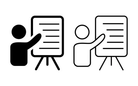 Presentation icon vector in line and outlined Stock Illustration