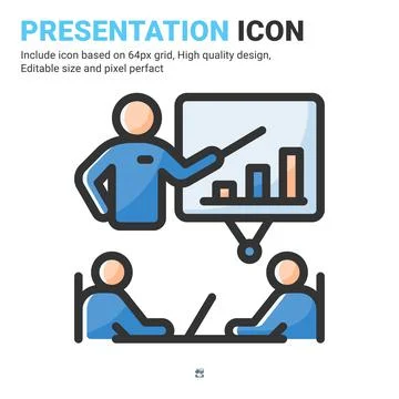 Presentation icon vector with outline color style isolated on white background イラスト素材