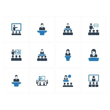 Presentation Icons - Blue Version Stock Illustration
