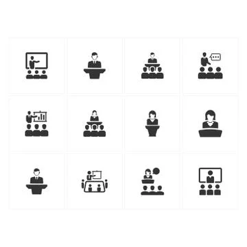Presentation Icons - Gray Version Stock Illustration