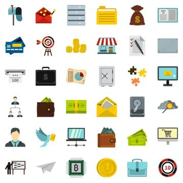 Presentation icons set, flat style Stockillustratie