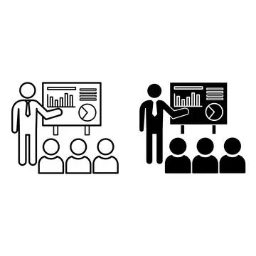 Presentation icons. Training a Group of People. Business and Teamwork Concept Stock Illustration