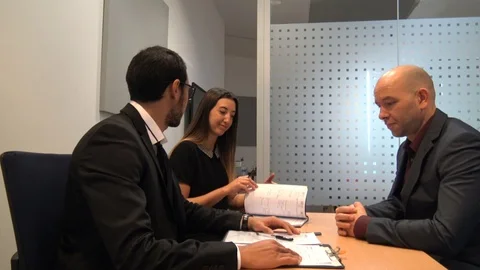 Presentation Of Important Documents During Business Meeting Stock Footage 121614497
