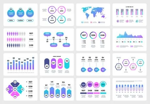 Presentation infographic elements. Graphs charts corporate report timeline Stock Illustration