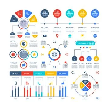 Presentation infographics. Flowchart timeline process chart, organization Stock Illustration