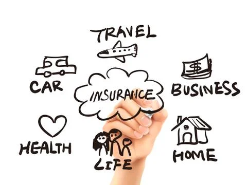 Presentation of insurance drawn by hand Stock Illustration