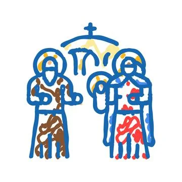 Presentation of jesus at the temple icon doodle illustration Stock Illustration