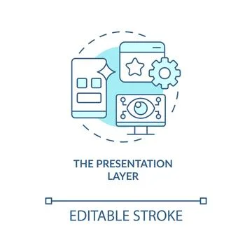 Presentation layer turquoise concept icon Stock Illustration