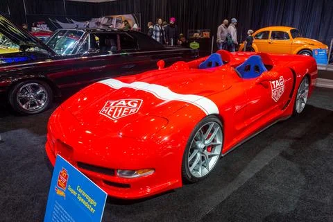 Presentation of the life-sized version car of the Hot Wheels Garage of Legend Stock Photos
