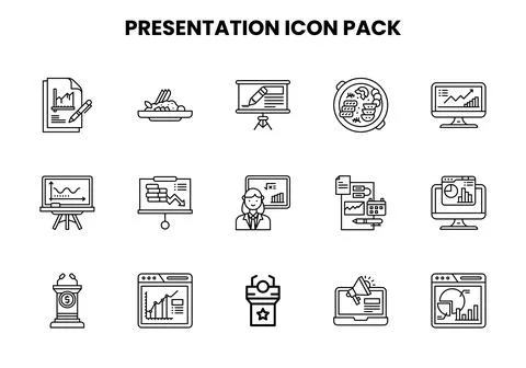 Presentation Line Design Icons Pack Illustrazione stock