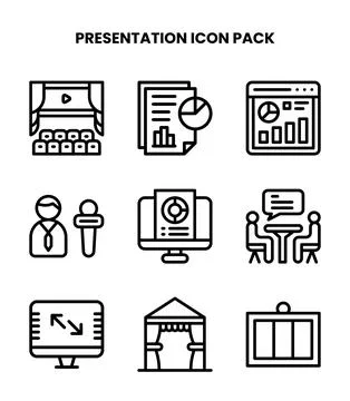 Presentation Line Design Icons Pack Stock Illustration