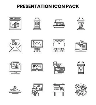 Presentation Line Graphics Icons Pack Stock Illustration