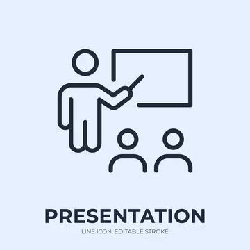 Presentation line icon. Public speaking linear vector illustration. Thin sign of Stock Illustration