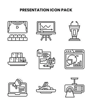 Presentation Line Icons Pack Иллюстрация