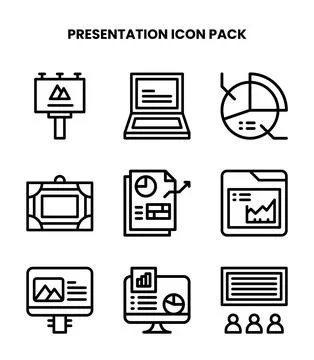 Presentation Line Scalable Icons Pack Stock Illustration