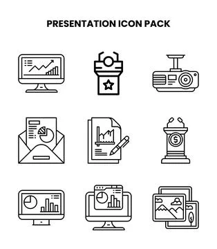 Presentation Line Set Icons Pack Stockillustratie