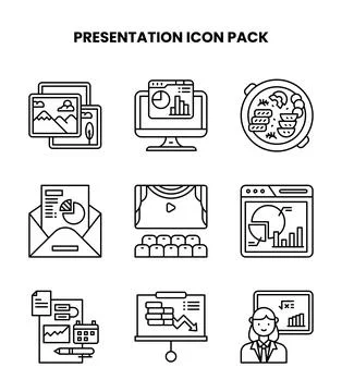 Presentation Line UI Icons Pack Illustrazione stock