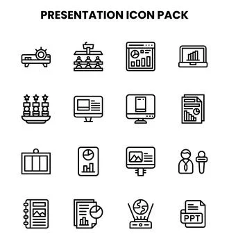 Presentation Line Vector Icons Pack Stock Illustration