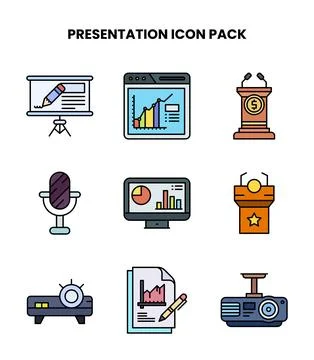 Presentation Lineal Color Vector Icons Pack Stock Illustration
