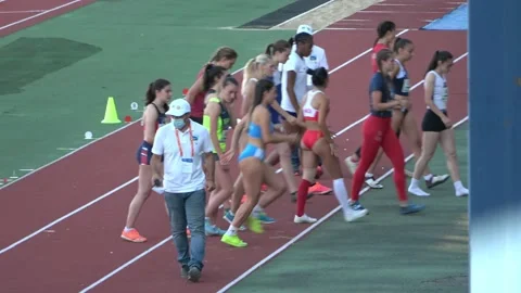 Presentation of Long Jump Athletes Stock Footage 157723864