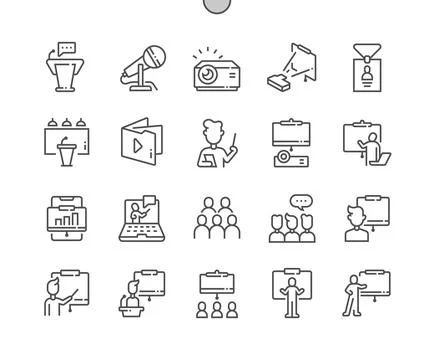 Presentation. Microphone and projector. Speaker. Stock Illustration