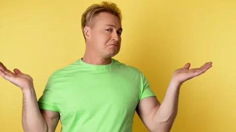 Presentation, mock up and man pointing to advertising, branding. Smiling guy mal Stock Footage 245568995