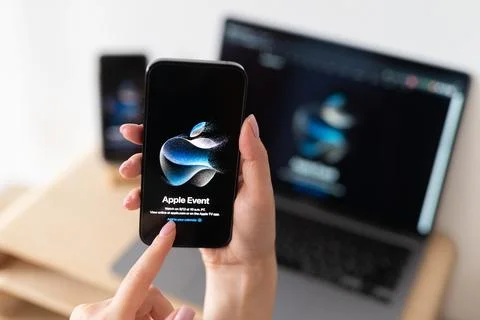 Presentation of the new 15th iPhone. Stock-Fotos