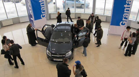 Presentation of new car model Lada Granta. Timelapse Stock Footage 26349731