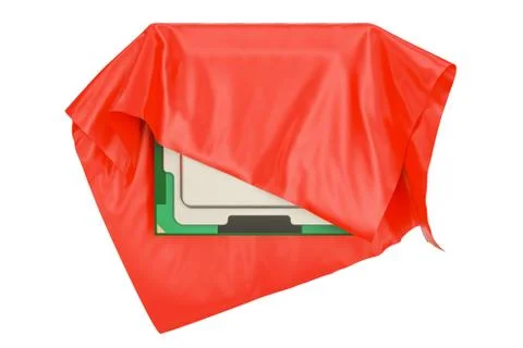 Presentation of new computer processor concept. 3D rendering Illustrazione stock