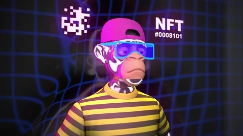 Presentation of NFT bored ape avatar 3d character. Stock Footage 220927448